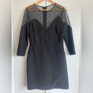 bcbgmaxazria mesh black midi dress